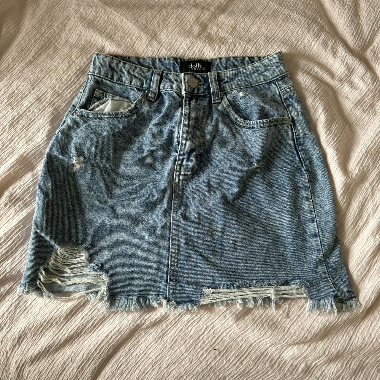 Selling: Dotti Blue Denim Skirt worn once a Depop
