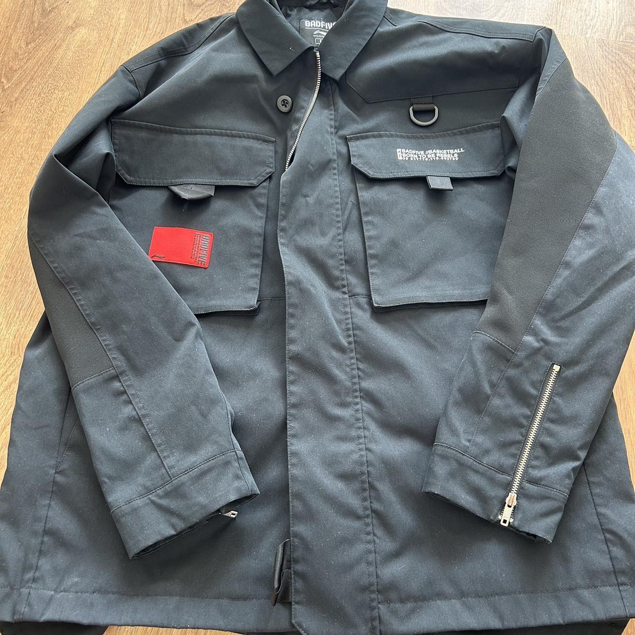 men’s badfive jacket black side zip detail size L... - Depop
