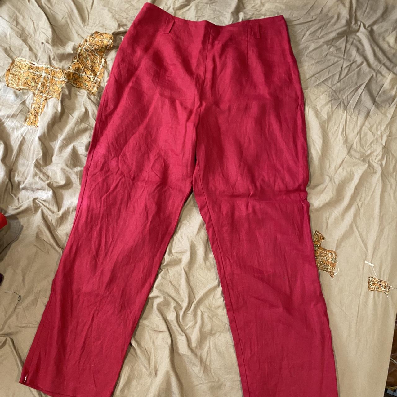Reformation Women's Red Trousers | Depop