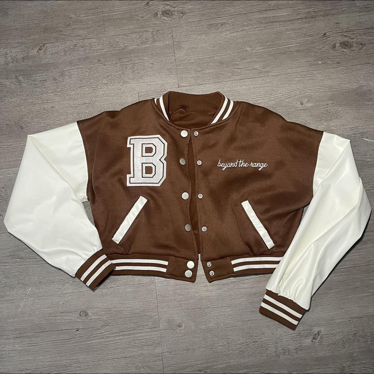 Faux leather clearance letterman jacket