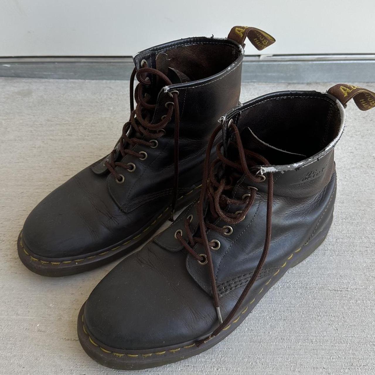 (Good) Dark Brown Doc Martens Boot light tearing... - Depop