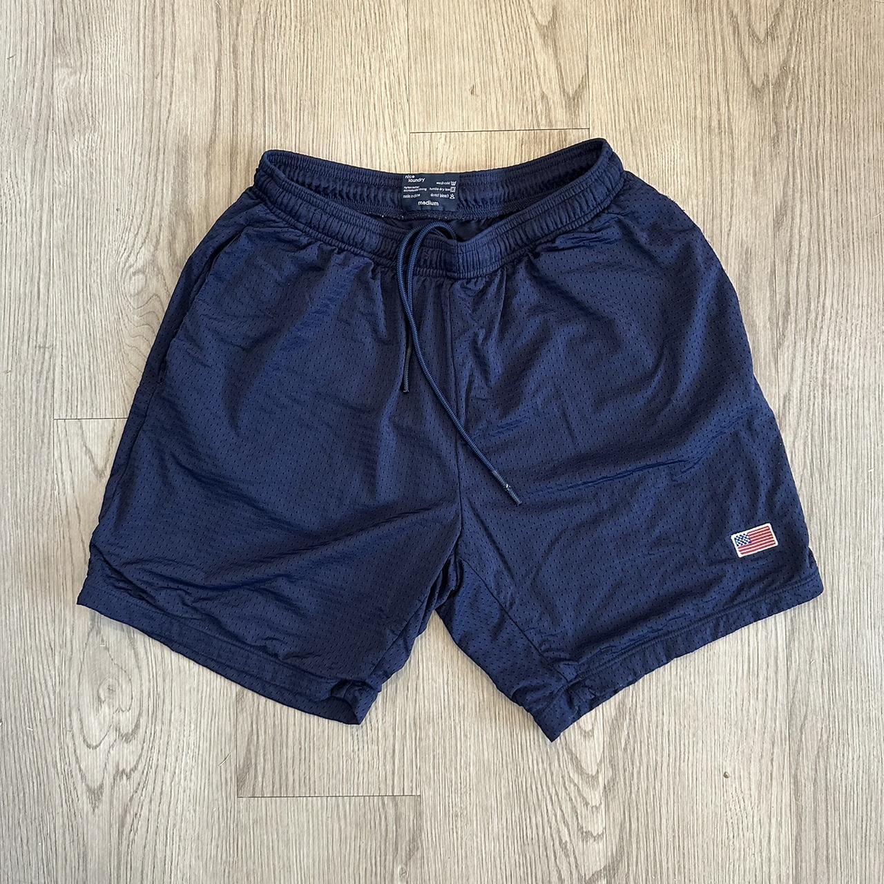 SUPER COMFY “Nice Laundry” Navy Blue Mesh Shorts 🇺🇸... Depop