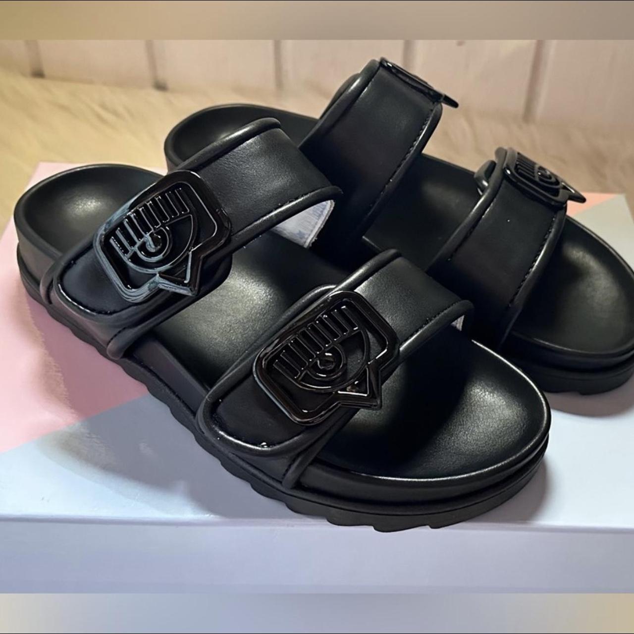 New Chiara Ferragni double strap sandal black... - Depop