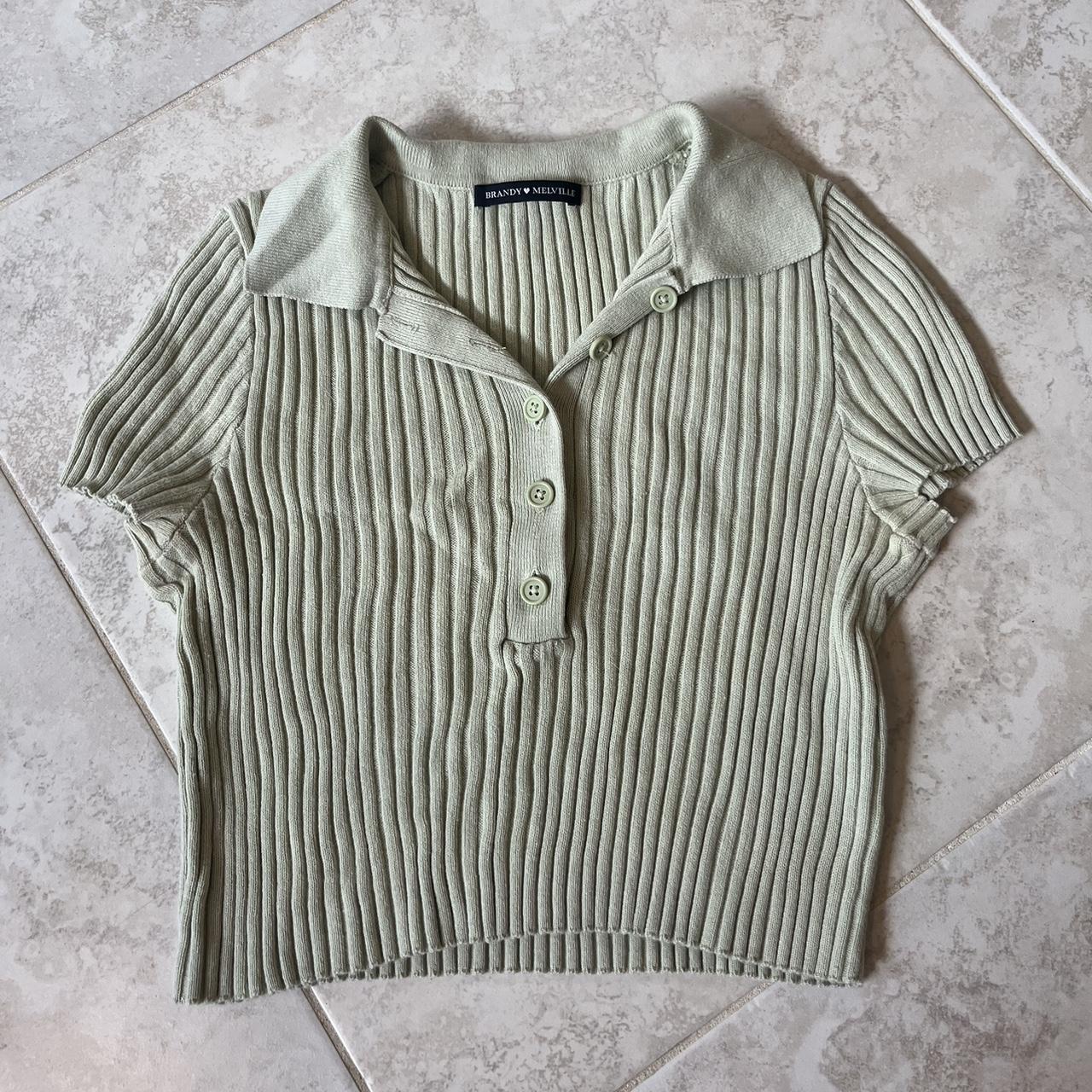 brandy melville sage green ribbed crop top