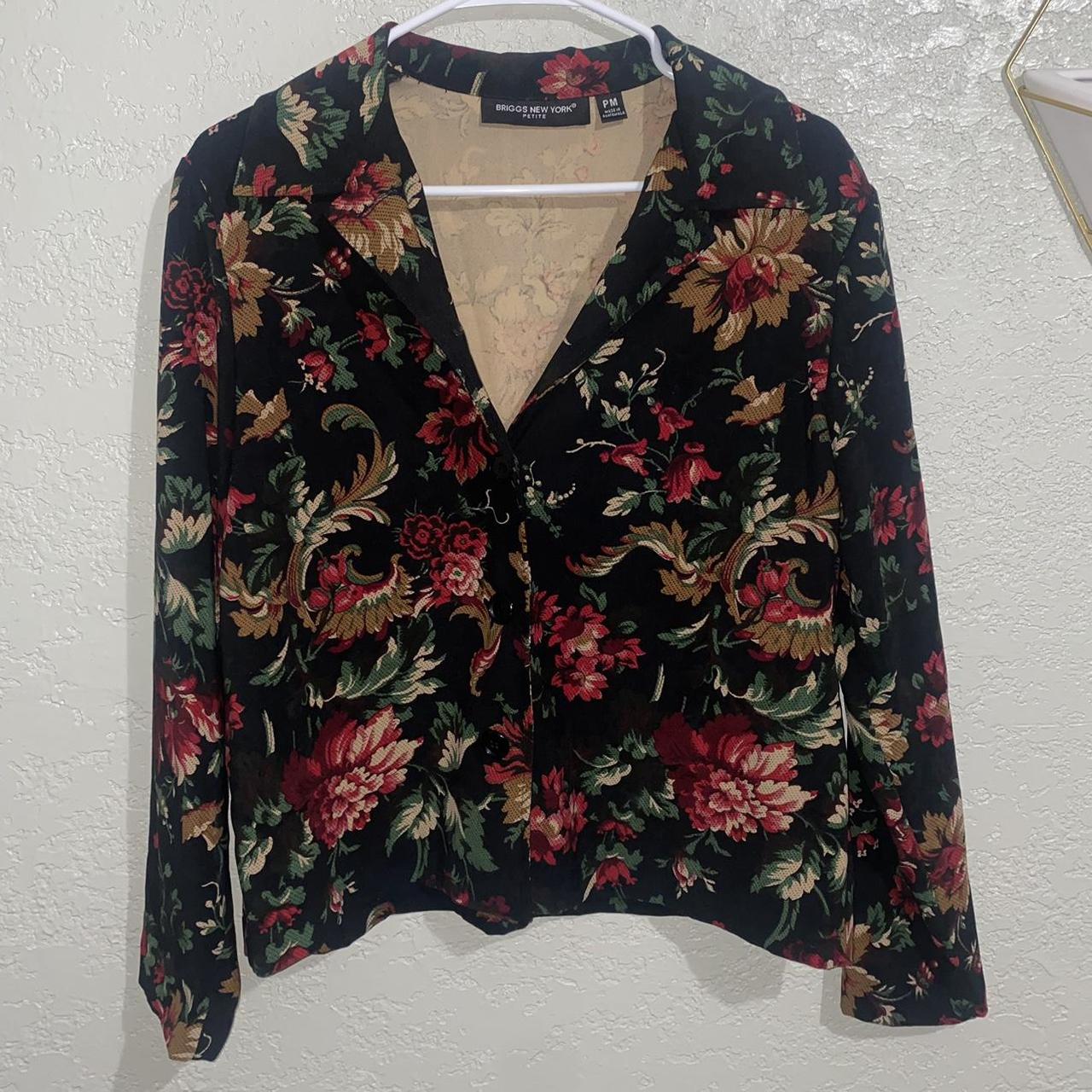 Flower Blazer Roses Vintage Blazer - Stretchy - Depop