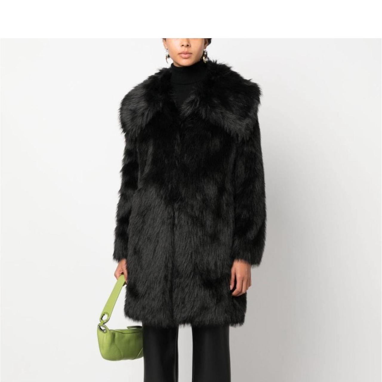 Pinko black faux fur coat size small worn