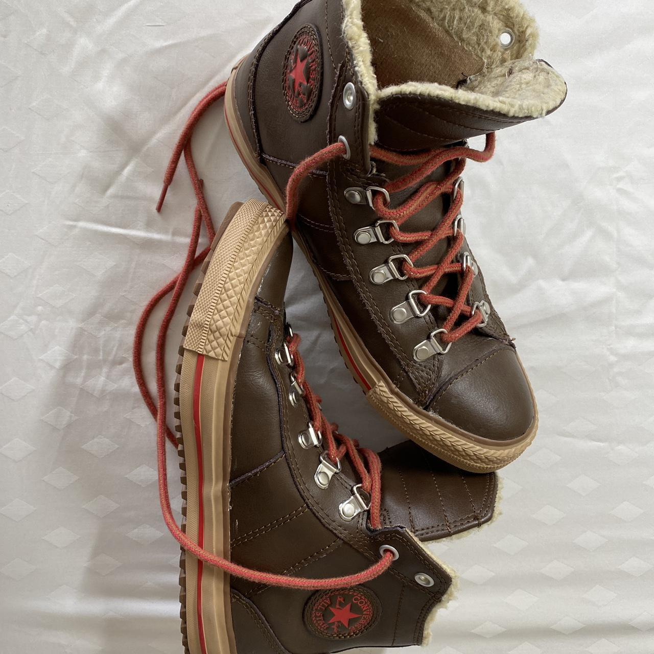 Converse Women's Brown and Burgundy Boots | Depop