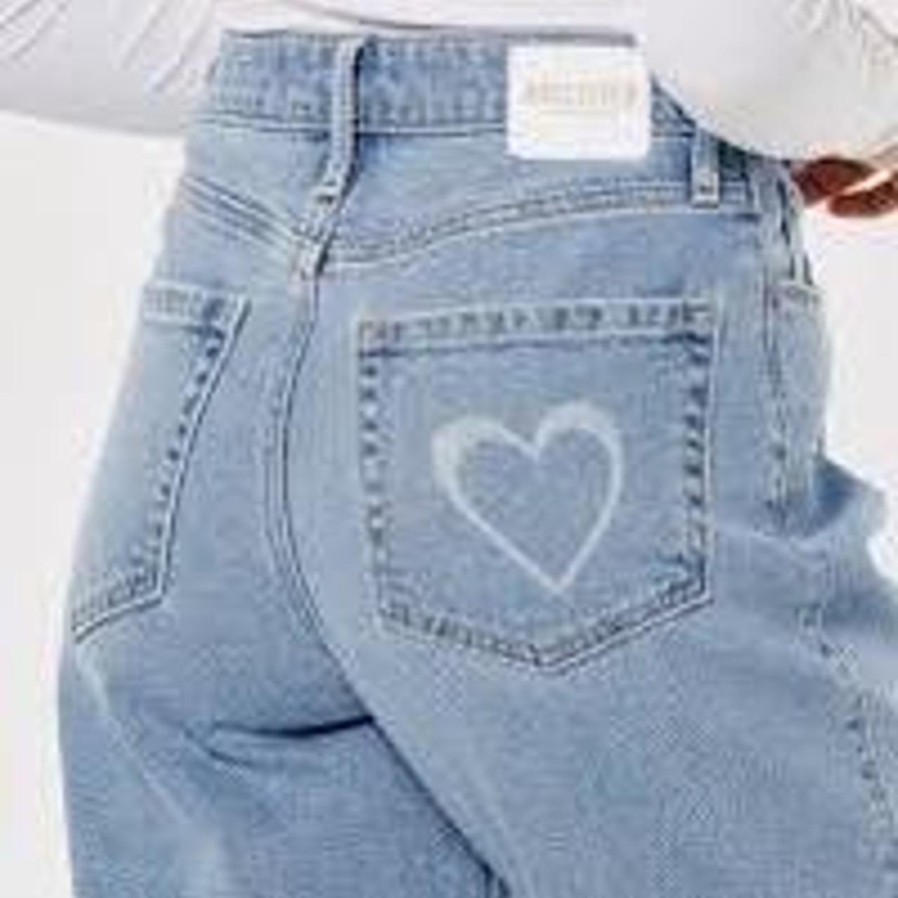 Hollister light blue wash heart design baggy jeans... Depop