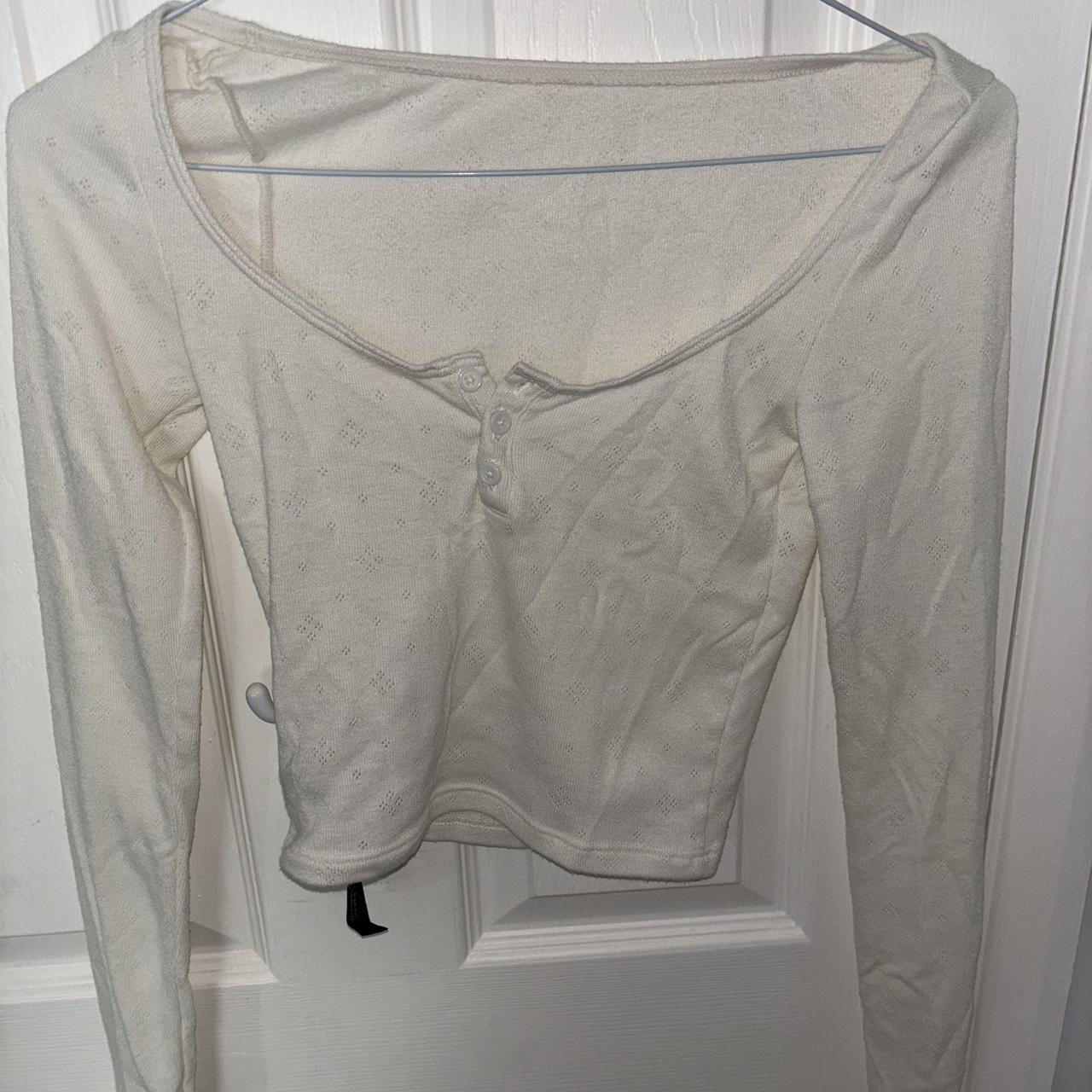 White button long sleeve top Urban outfitters... - Depop