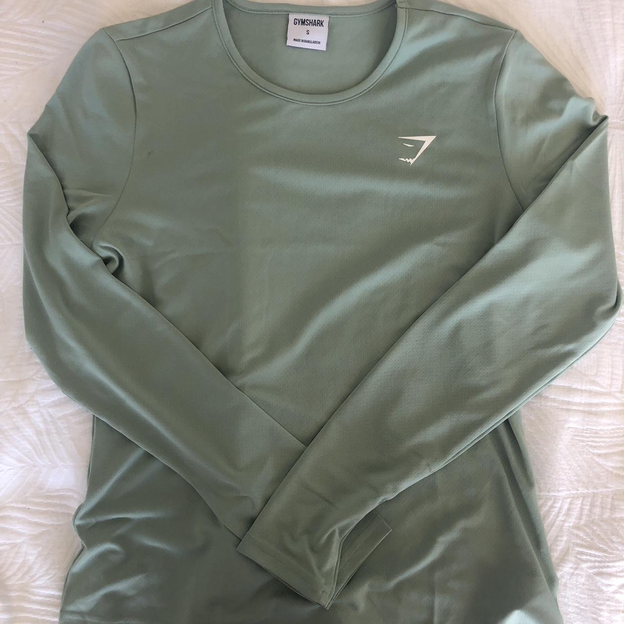 Gymshark long sleeve training tee cucumber green.... - Depop