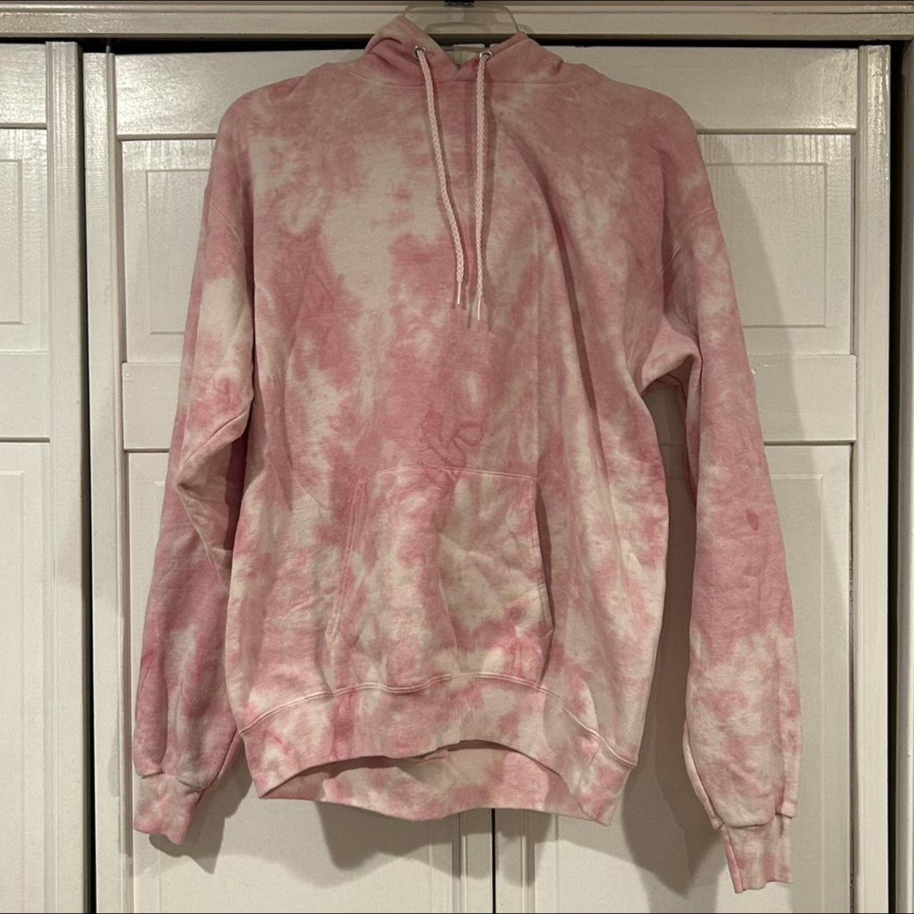 Pink Tie Dye Hoodie -worn a few times -unisex size M - Depop