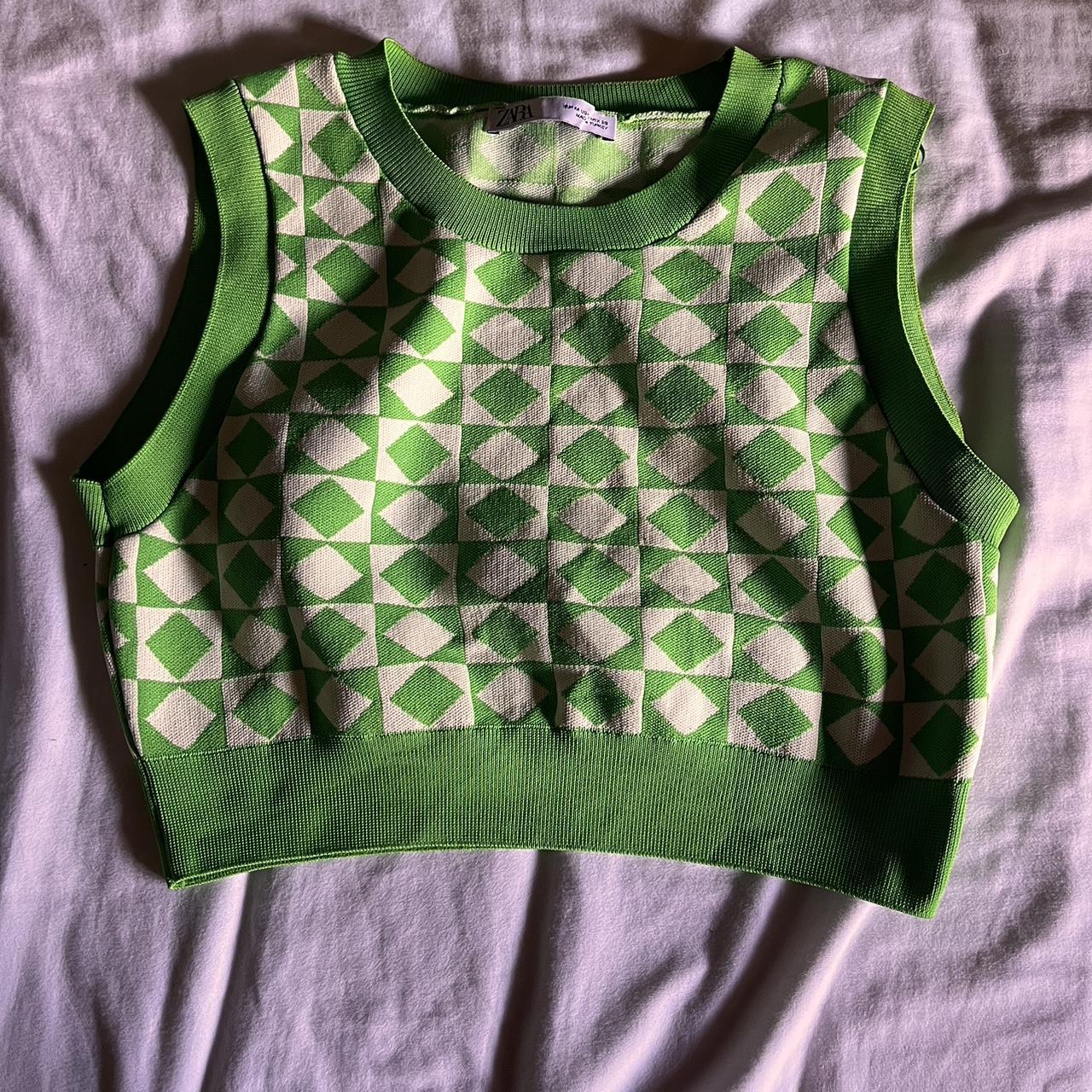 green sweater vest top from Zara! In great condition... Depop