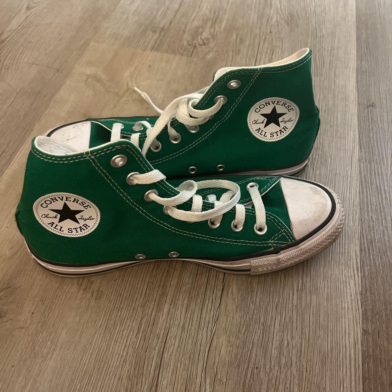 Custom green converse!! Minor signs of wear that I... - Depop