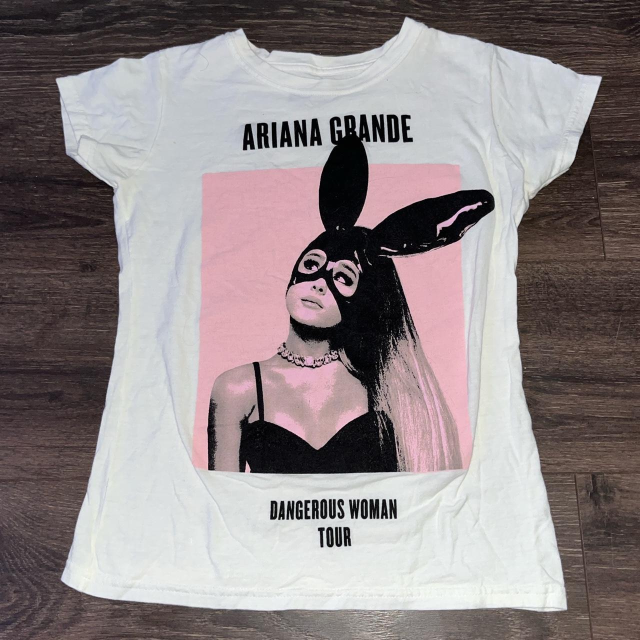 Ariana Grande Women's White and Pink T-shirt | Depop