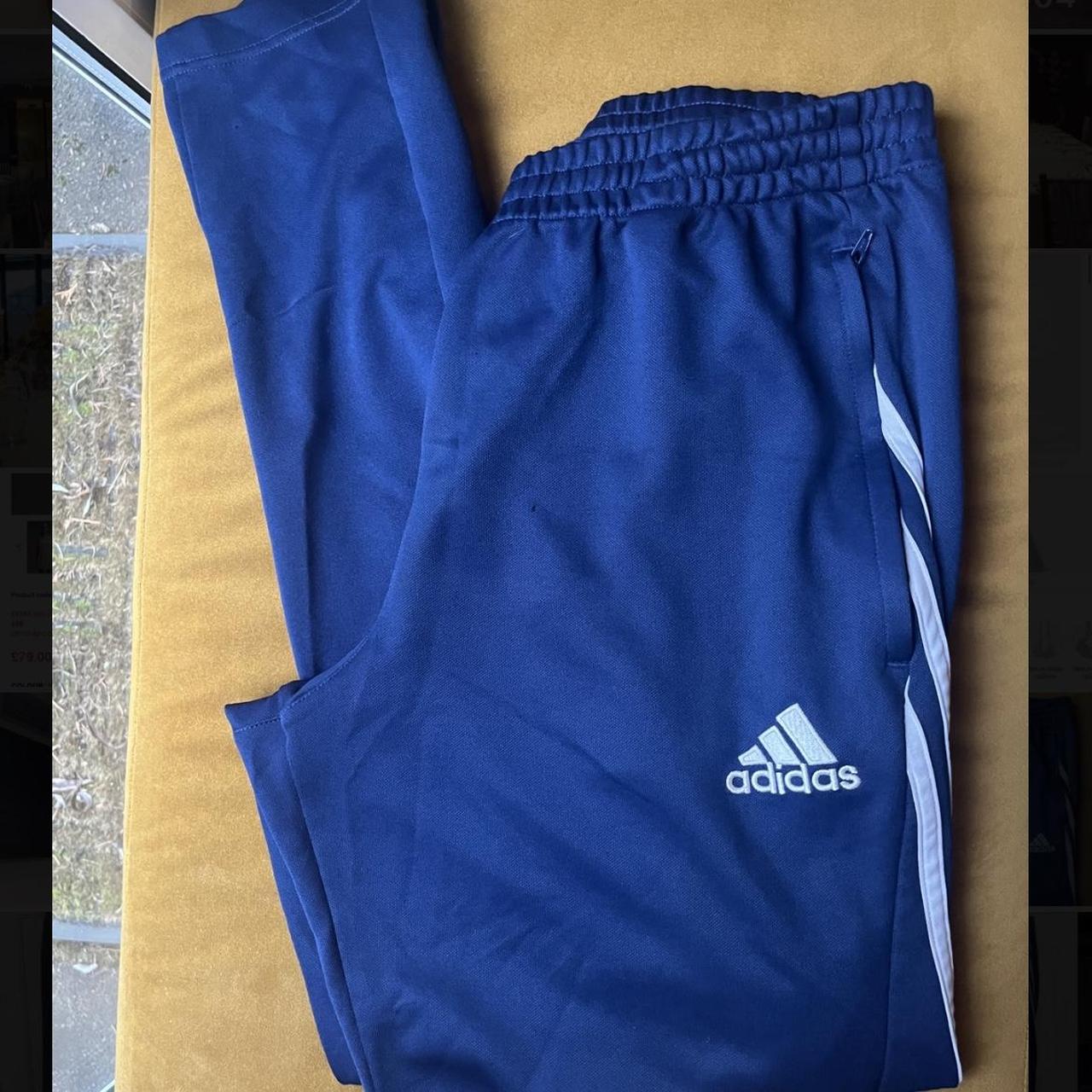 Navy adidas joggers with pockets and zip size... Depop