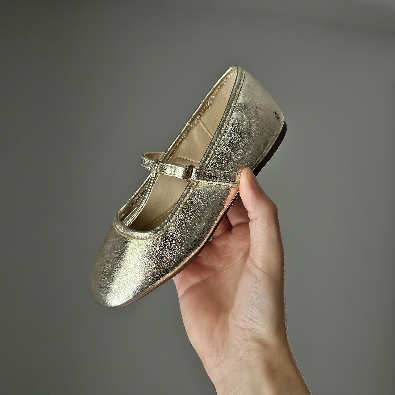 Girls princess ballerina flats in gold PU
