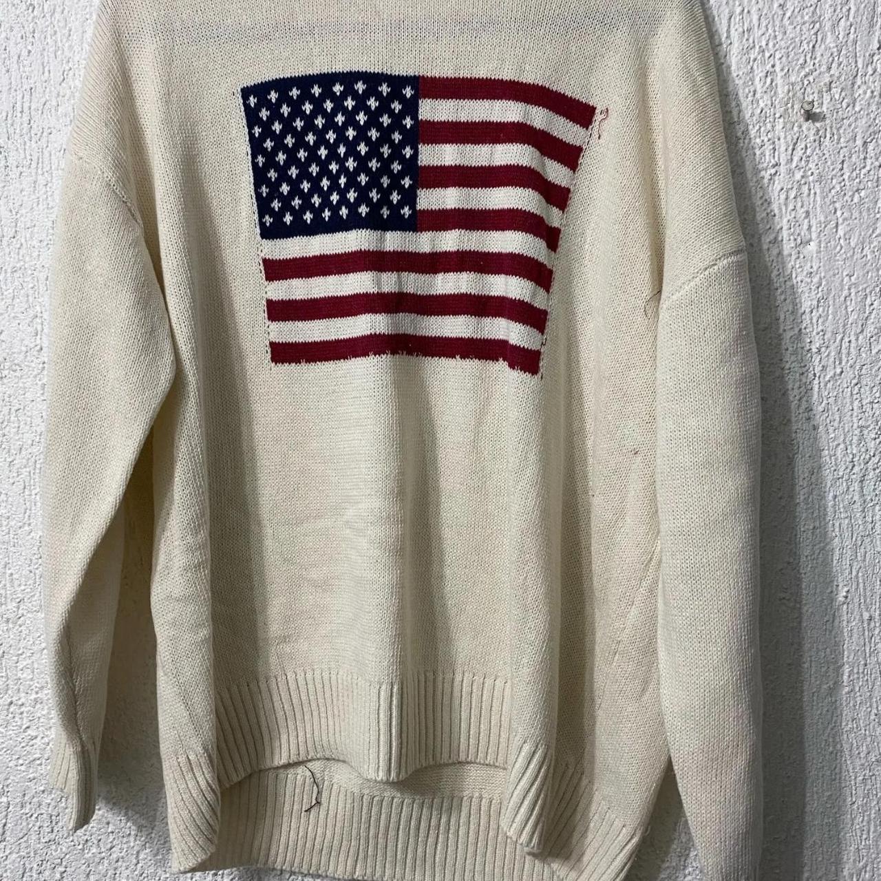 White American flag sweater oversized Compared to... - Depop