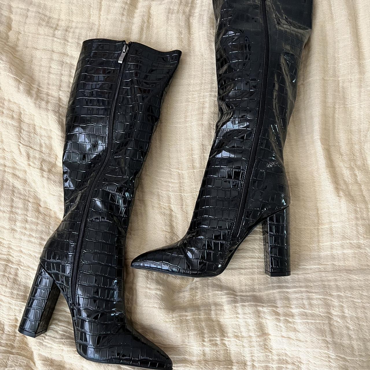 Black High Heel Boots Size 38 In UK Depop