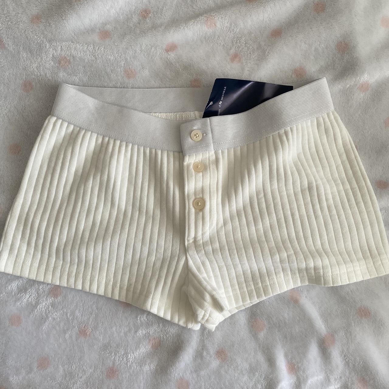 Brandy Melville Women's Cream and White Boxers-and-briefs | Depop