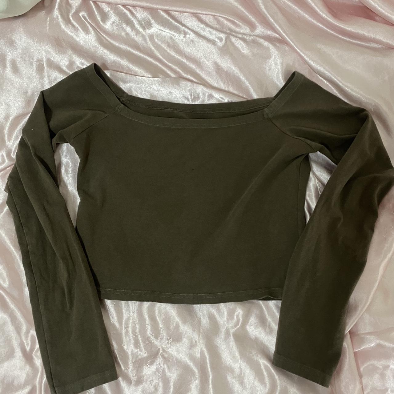 brandy melville olive off the shoulder bonnie long... Depop