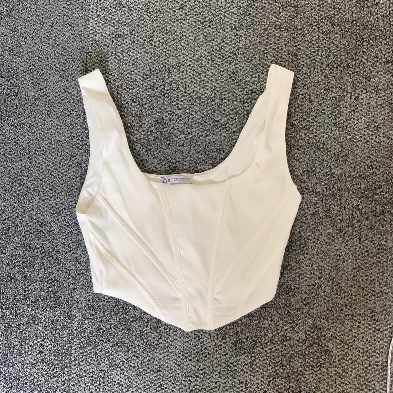 Zara Women's White and Cream Corset | Depop