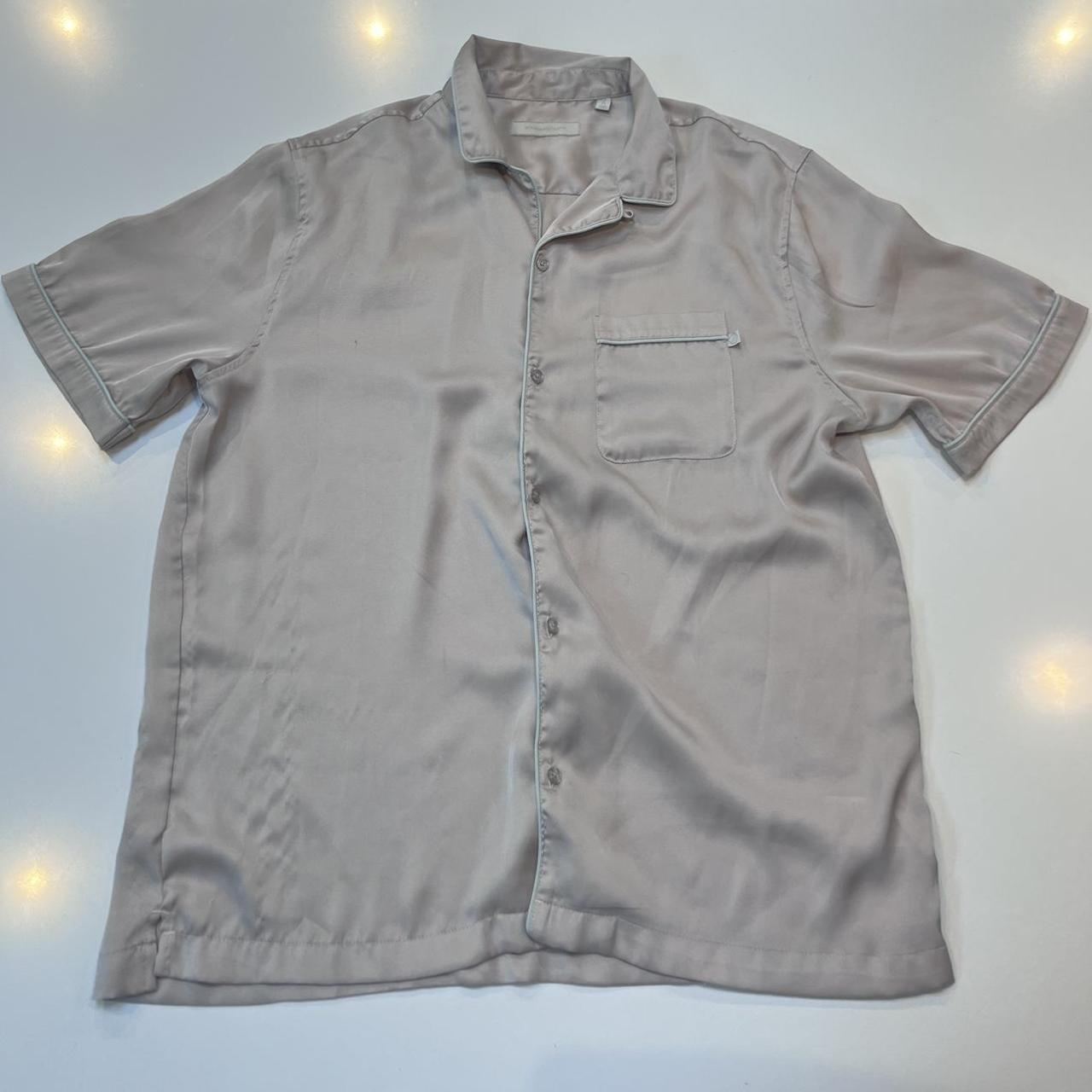 Grey Pajama Shirt Silk Color - Grey Size - L - Depop