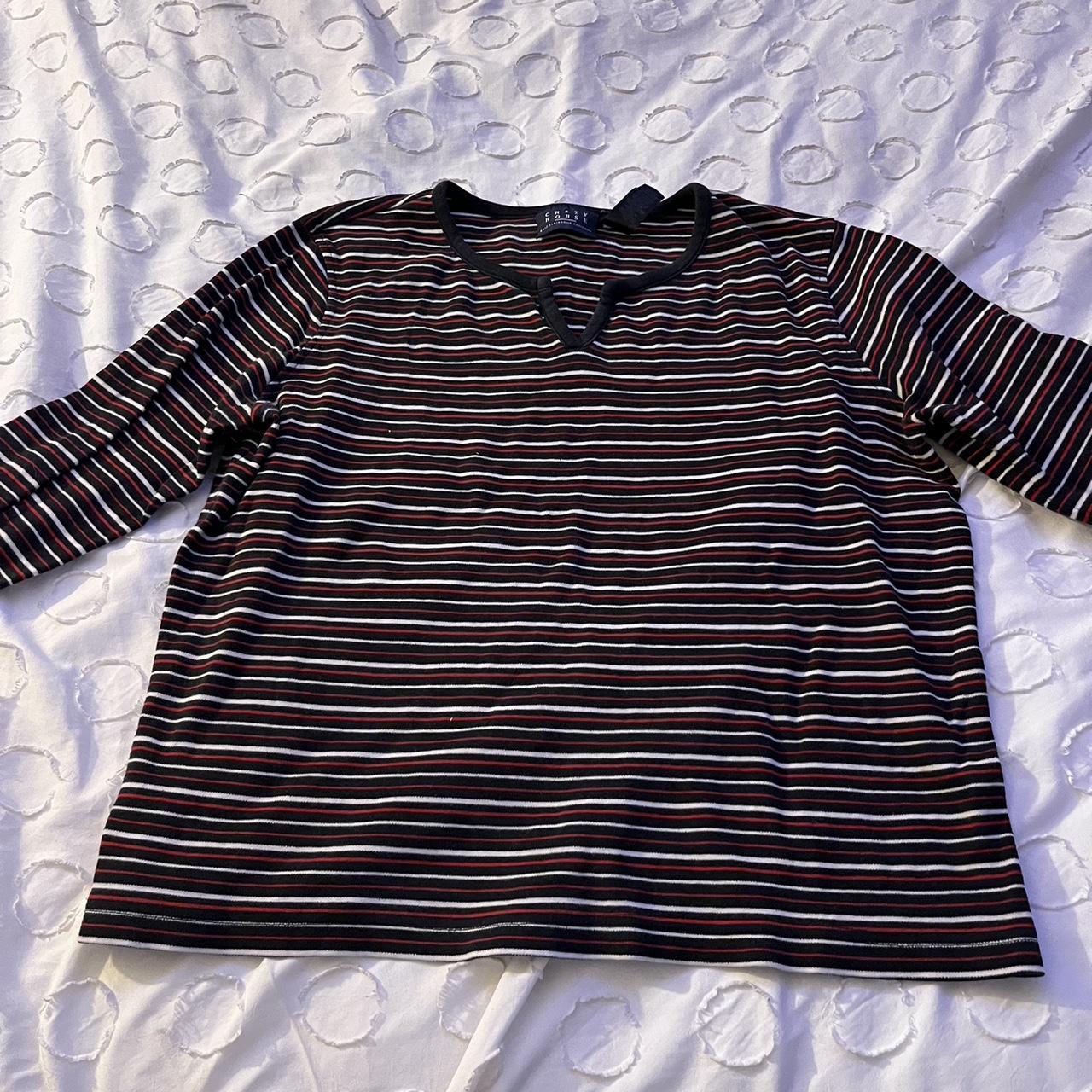 Stripped long sleeve that’s feels/fitted as a... - Depop