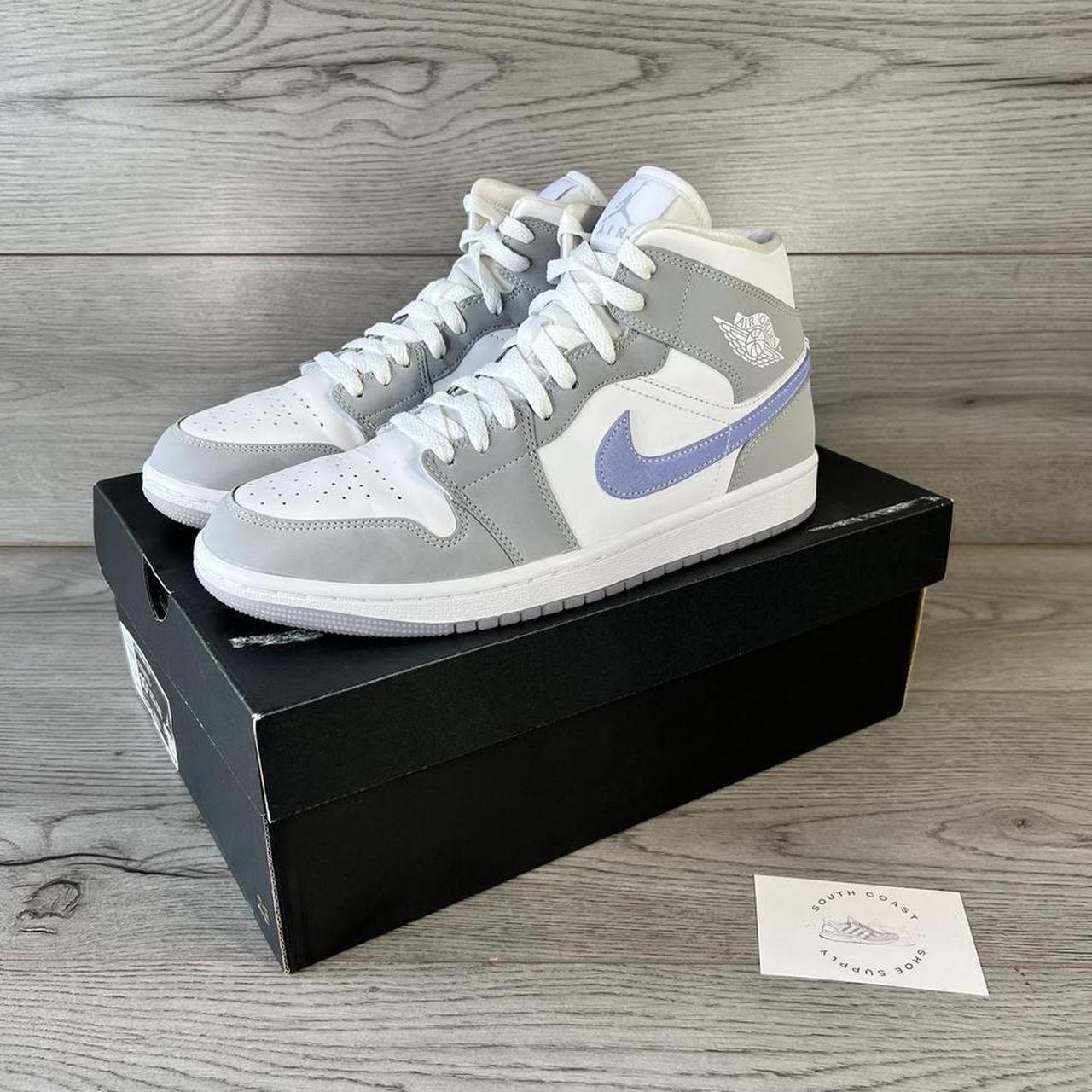 Jordan 1 Mid Wolf Grey Aluminium Grey Blue Depop 3029