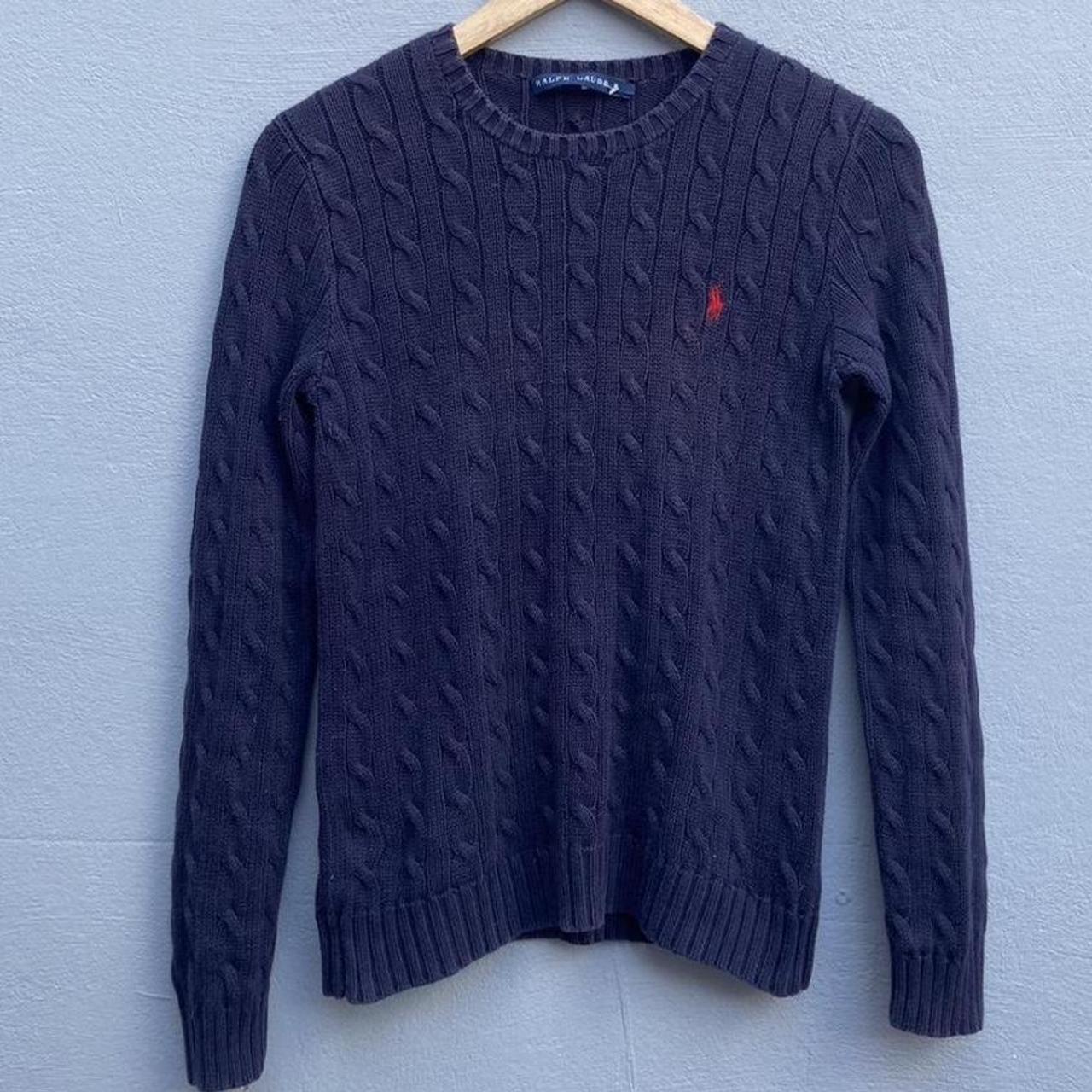 VINTAGE RETRO RALPH LAUREN JUMPER IN NAVY WITH RED... - Depop