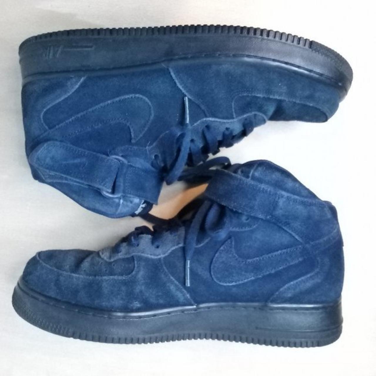 Nike Air Force 1 Mid Navy Blue Suede Sneakers Shoes. Depop