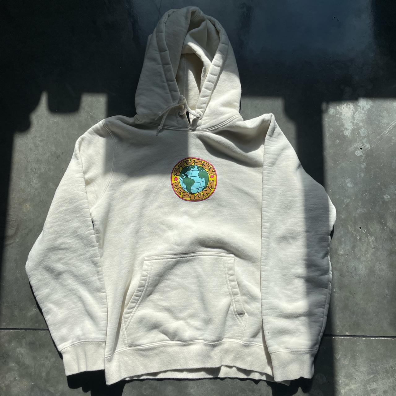 Stüssy Men's Cream Hoodie Depop