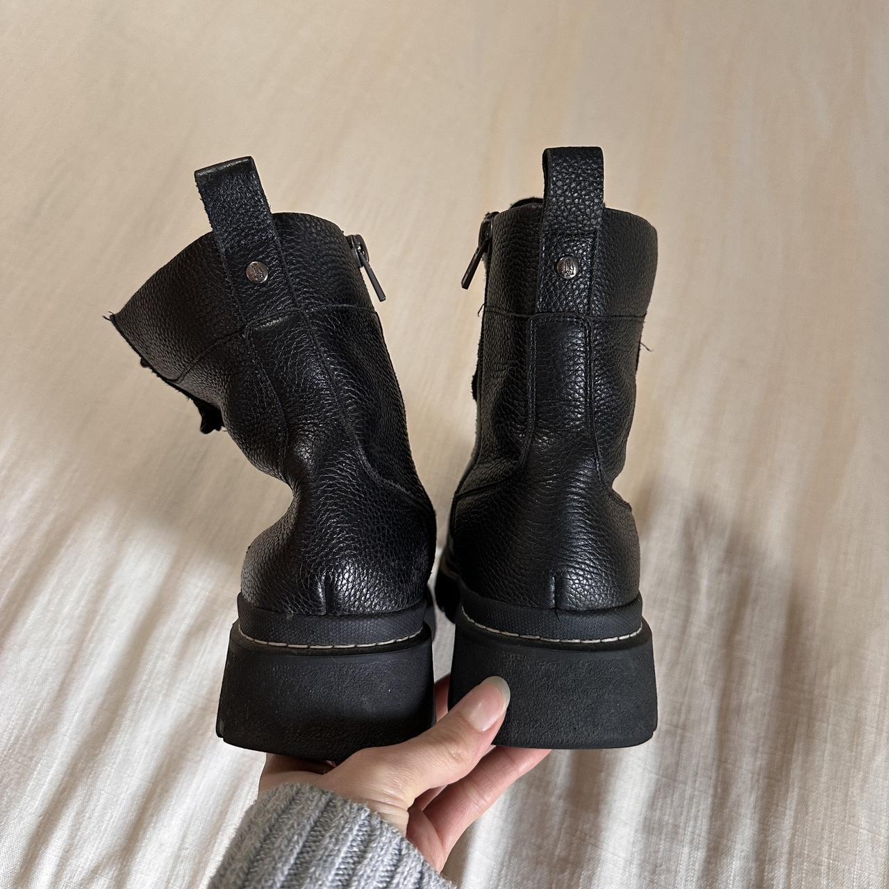 Hush puppies leather combat boots -womens sz 8... - Depop