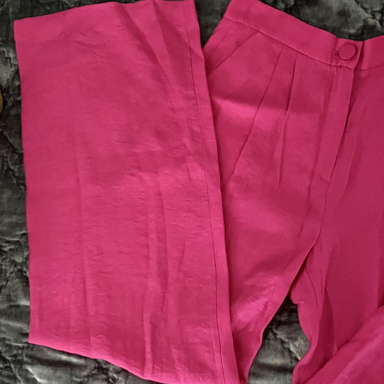 Hot Pink Linen Straight-leg Trousers #linen... - Depop