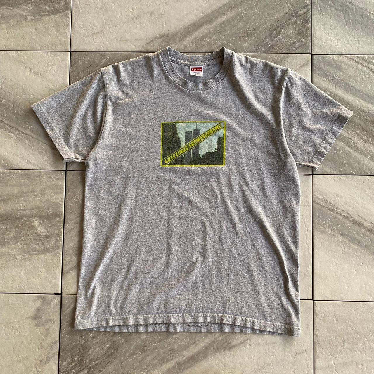 Supreme Greeting Grey Tee Preowned Mens Size M... - Depop