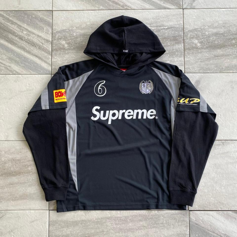 Supreme Hooded Soccer Jersey Brand New Mens Size S... - Depop