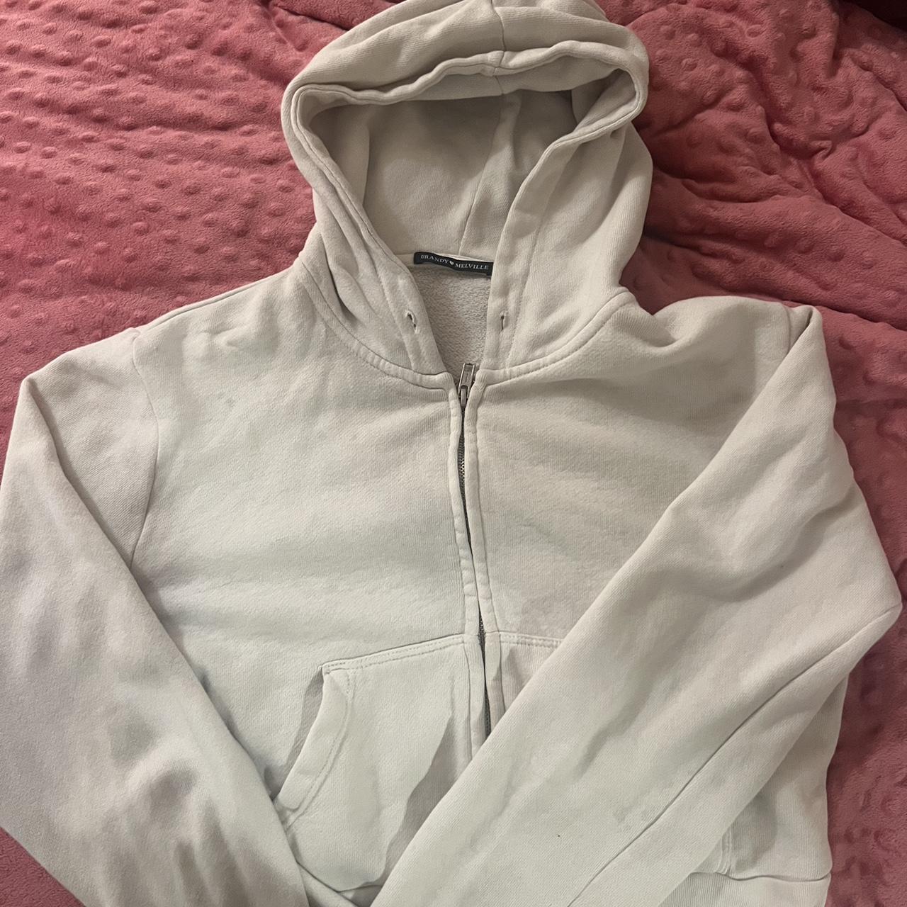 Brandy Melville cropped zip up -slight marking and... - Depop