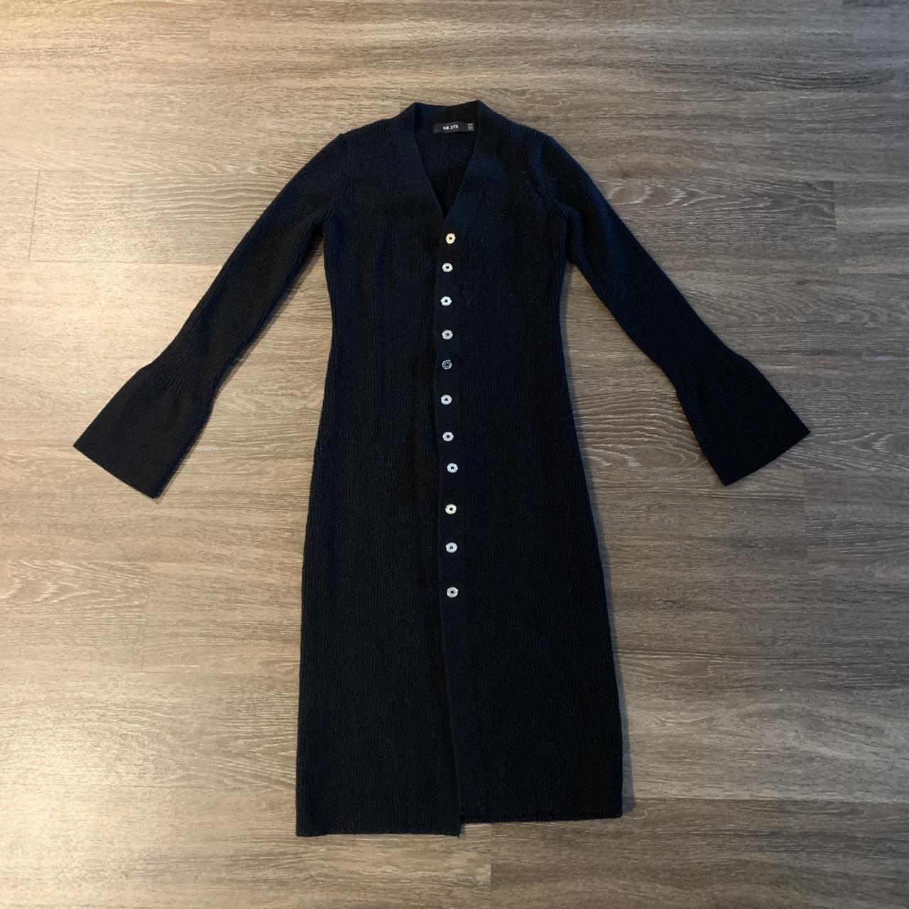 Black long knit cardigan • never worn • size M • Depop
