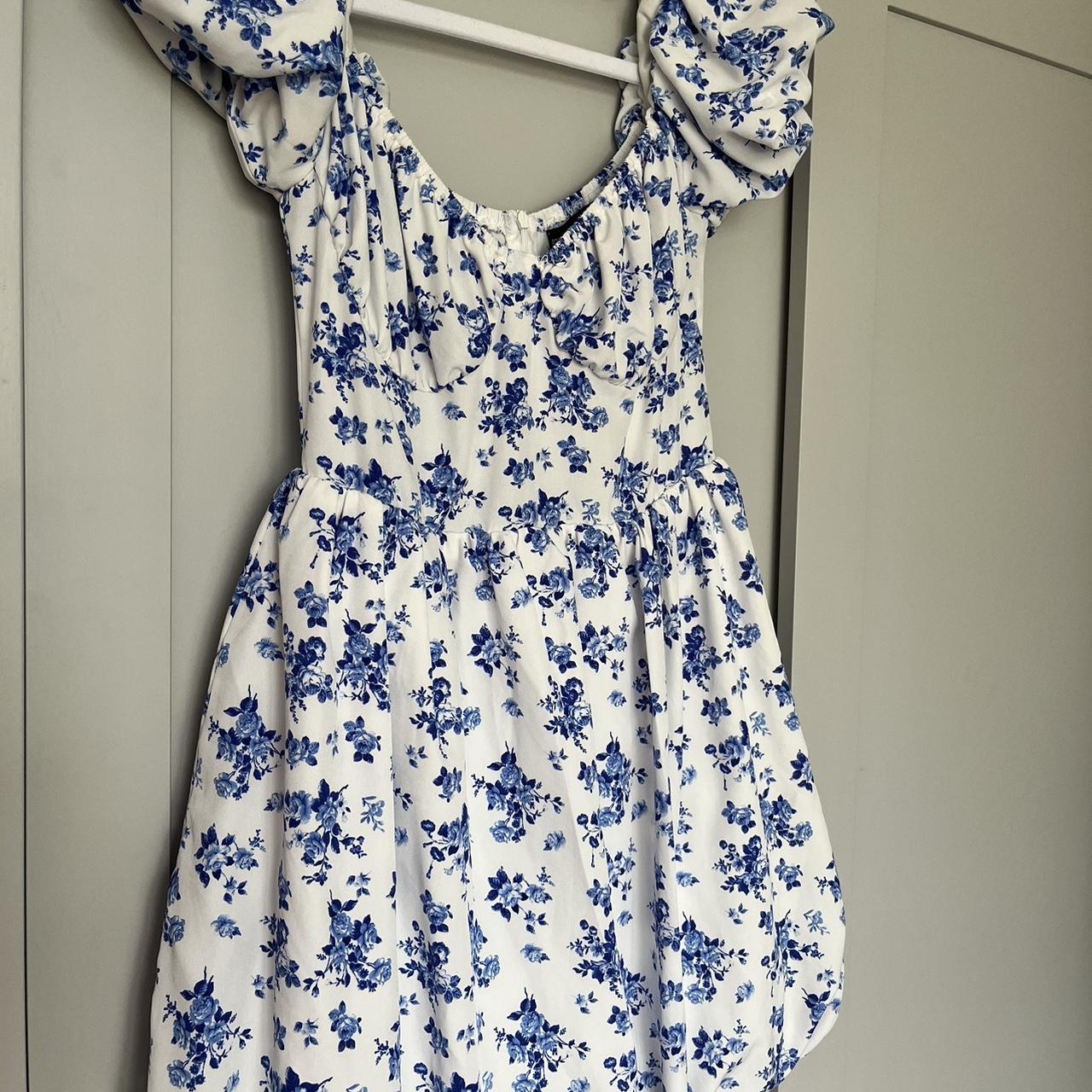 PLT white and blue floral ball dress Size 12 Never... - Depop