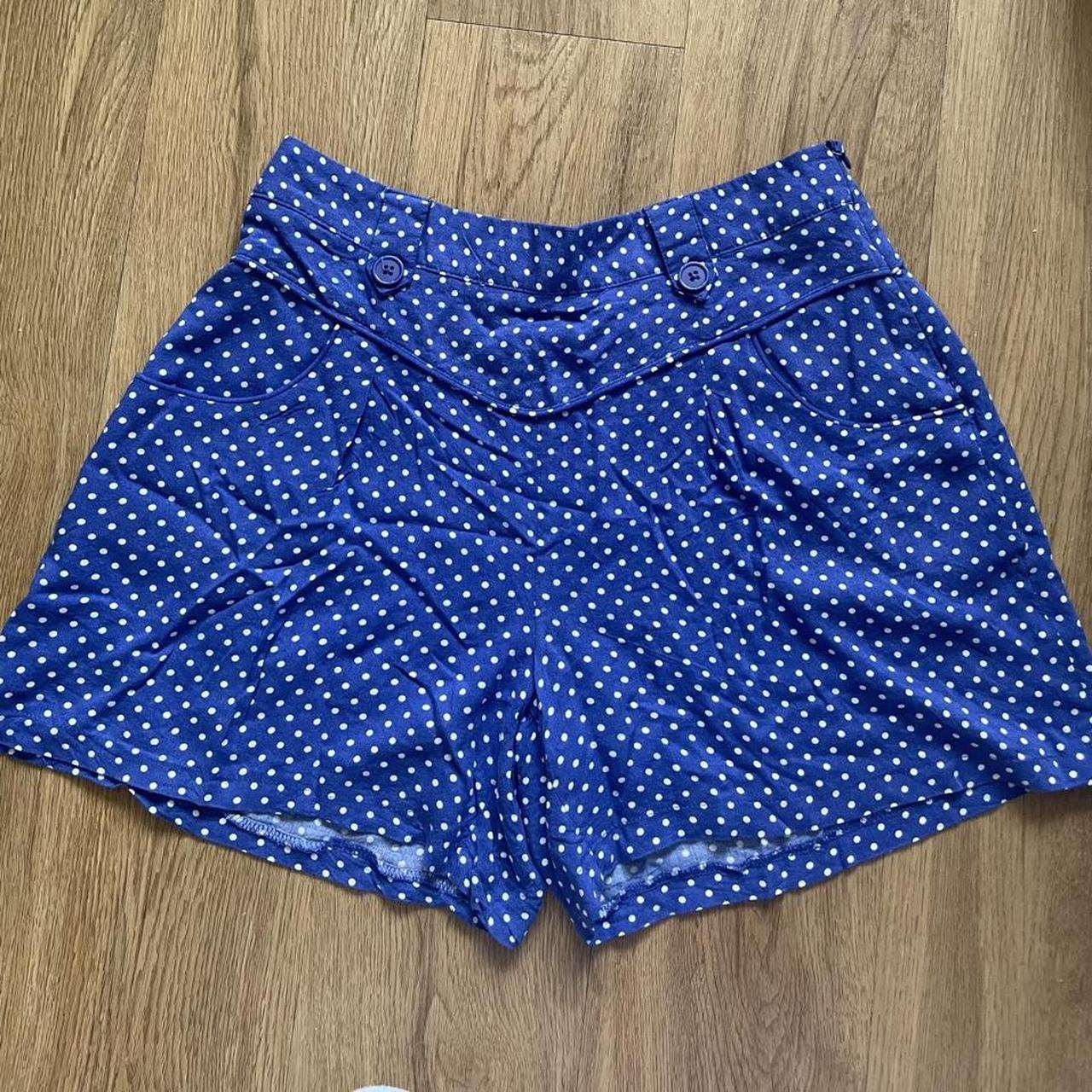 Cute blue polka dot shorts Has belt loops and... - Depop