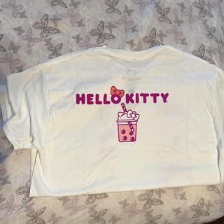 white Hello Kitty design t-shirt with four tiny - Depop