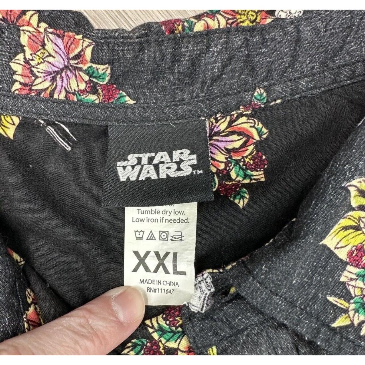 Star Wars Hawaiian Shirt Adult XL Green Floral Short - Depop