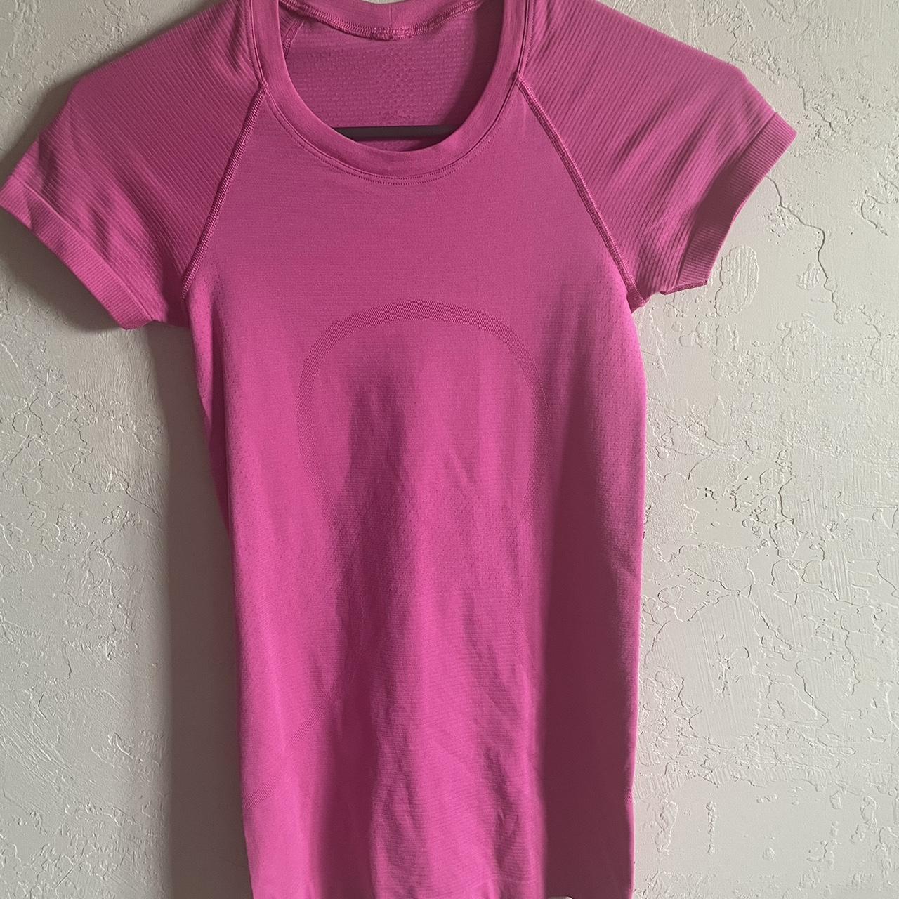 sonic pink lululemon short sleeve swiftly tech size... - Depop