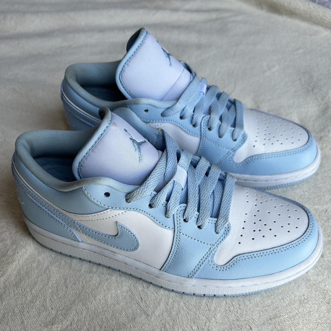 light blue jordan lows worn maybe 3 times bought for... - Depop