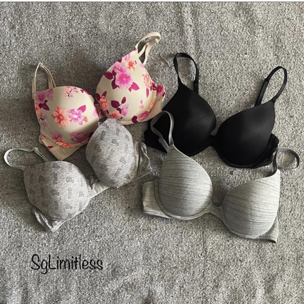 PINK VS lot of 4 push-up bras. One of the bras has