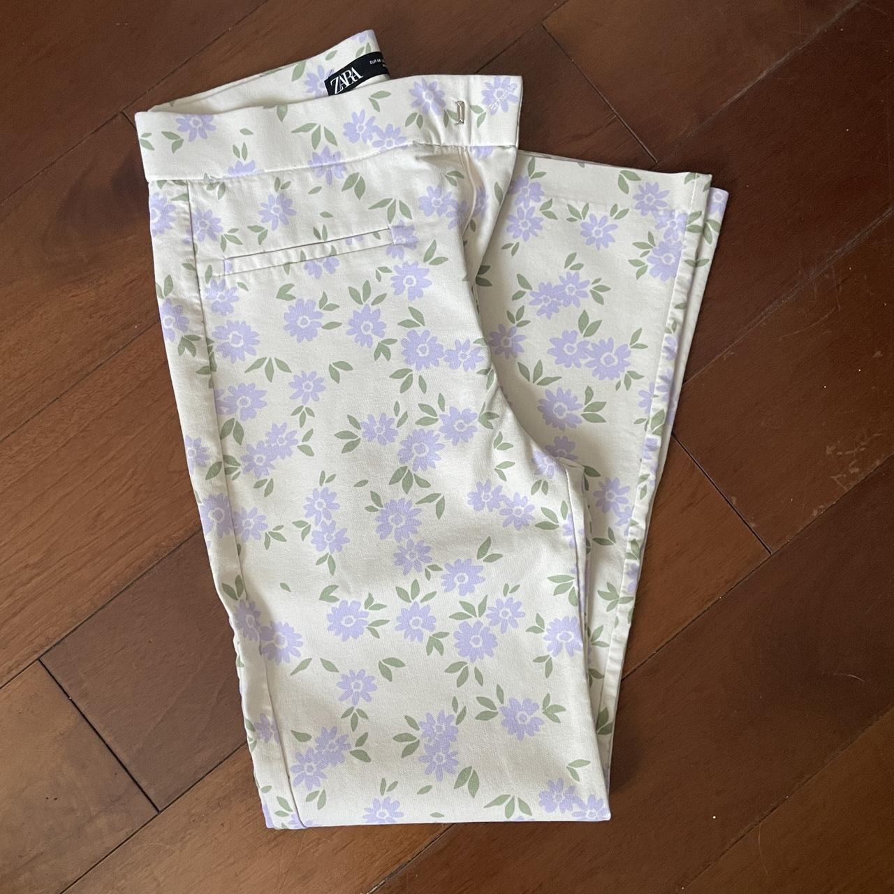 Zara lilac floral pants. Only worn once or twice.... Depop