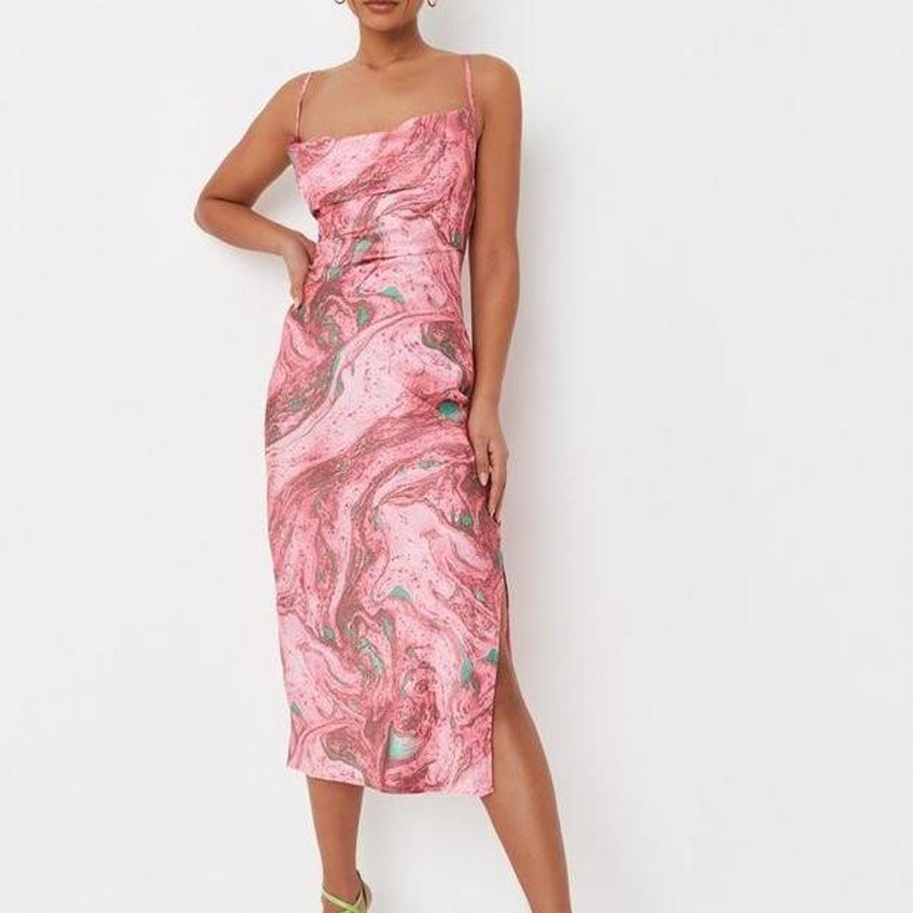Missguided Women's Pink and Green Dress (3)