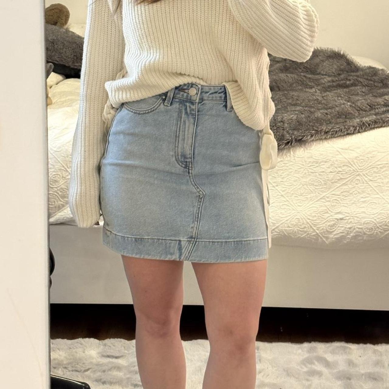 Light Blue Stretch Denim Mini Skirt Mini Blue Denim Skirt Pretty