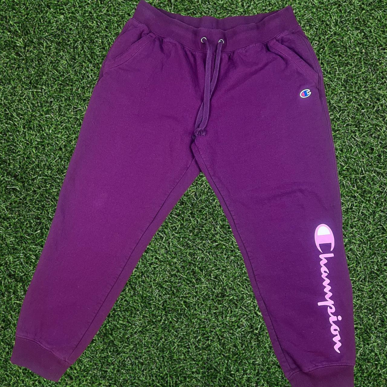 Purple Champion sweat pants Size large In great... Depop