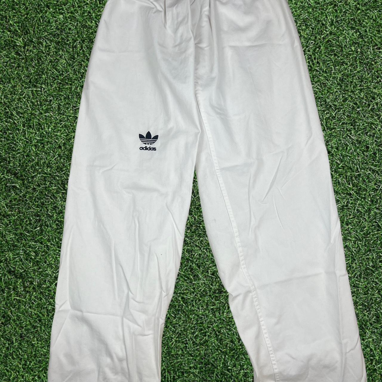 Vintage 90s Adidas Sweatpants White/Dark Blue - Depop