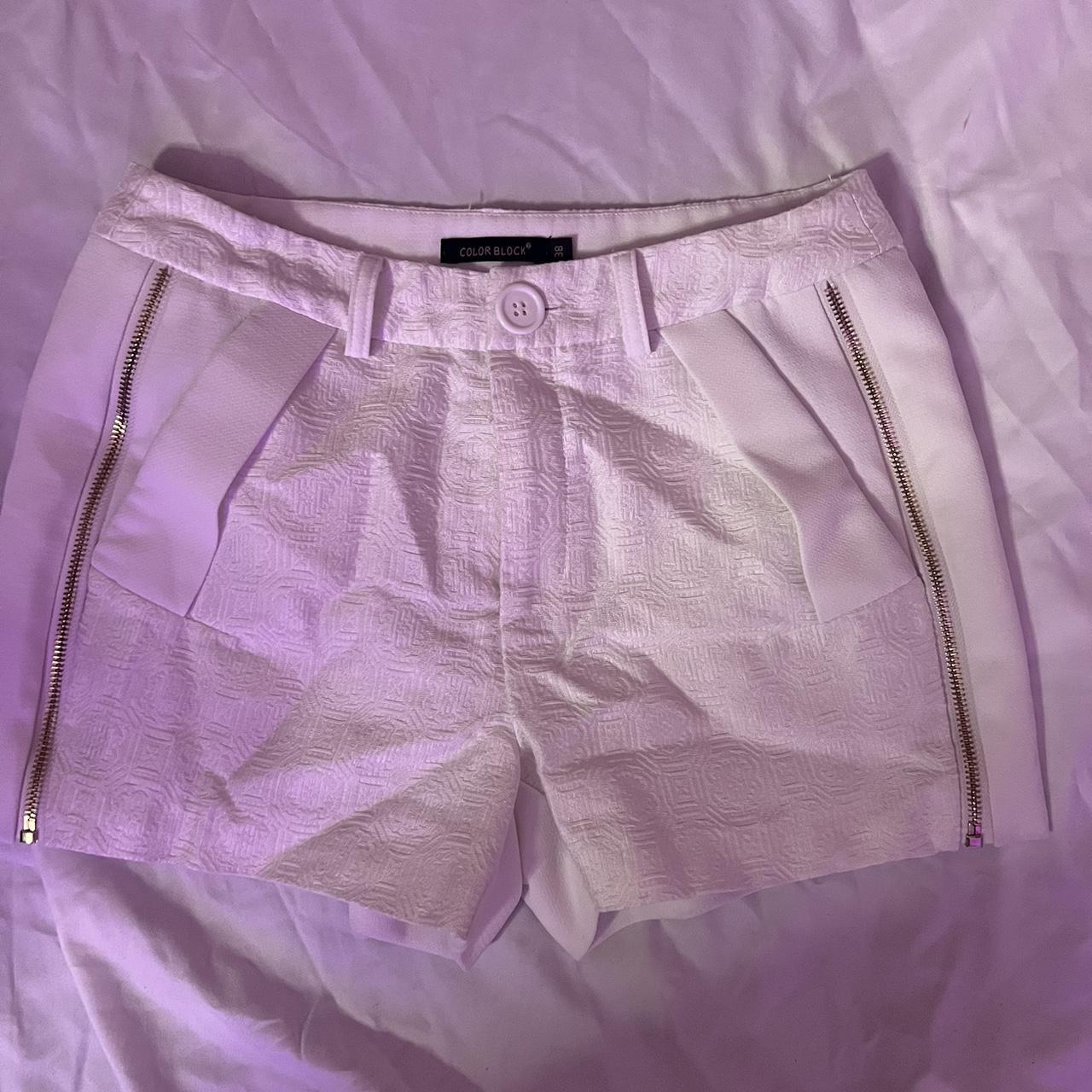 thrifted white shorts with zippers on the side... Depop